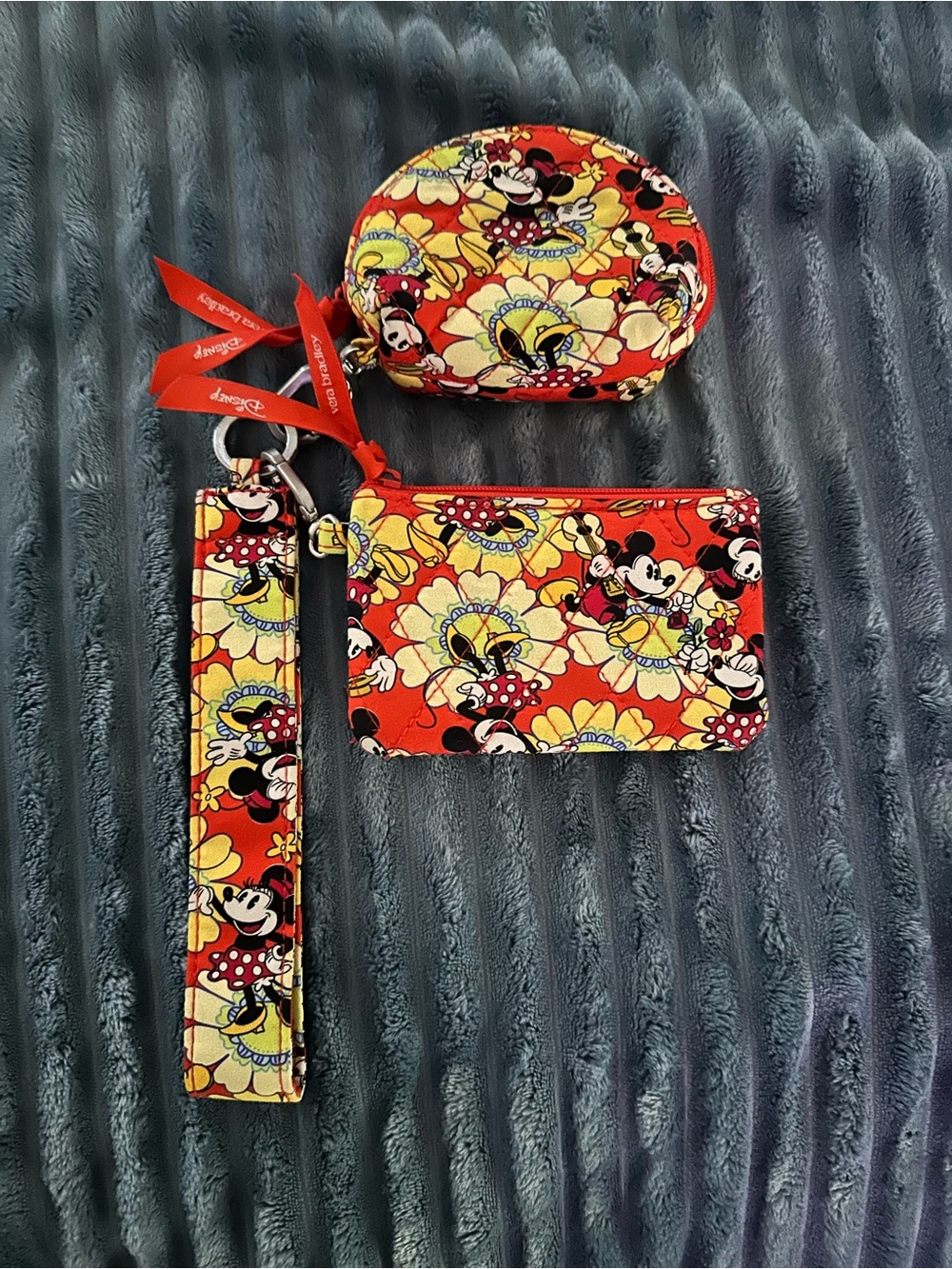 Vera Bradley Red and Yellow Minnie Mouse Floral Wristlet Set
